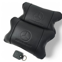 Набор кожаных подушек Mercedes-Benz + брелок в подарок, подушка на подголовник