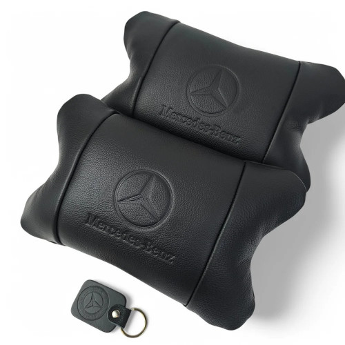 Набор кожаных подушек Mercedes-Benz + брелок в подарок, подушка на подголовник