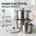 Набор больших кастрюль Unique UN-5041 из нержавеющей стали 5-ти слойным дном с крышками - фото 16