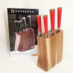 Набор кухонных ножей Edenberg EB-11029 с деревянной подставкой 7 предметов Red