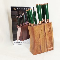Набор кухонных ножей Edenberg EB-11029 с деревянной подставкой 7 предметов Green