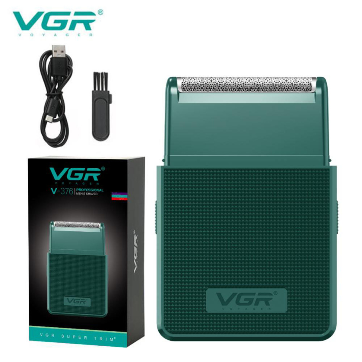 Електробритва VGR V-376 GREEN шейвер, Професійний шейвер-електробритва, Портативна бритва (арт. 26722)