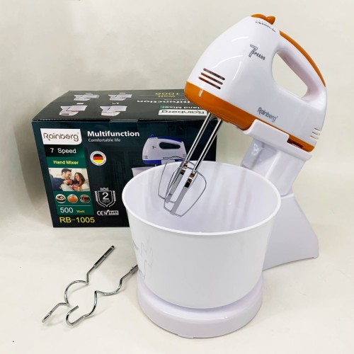Міксер 7 швидкостей із чашею 2 л Rainberg RB-1005 500Вт Orange