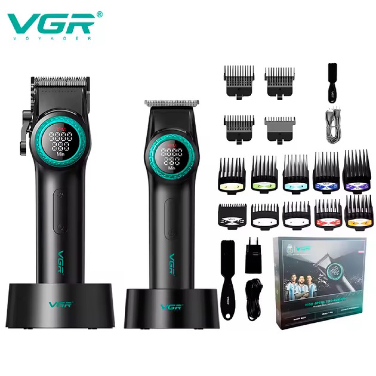 Набір VGR 2 в 1 V-001 V-977 BLACK, акумуляторна машинка для стрижки та триммер. Колір: чорний (арт. 23296)