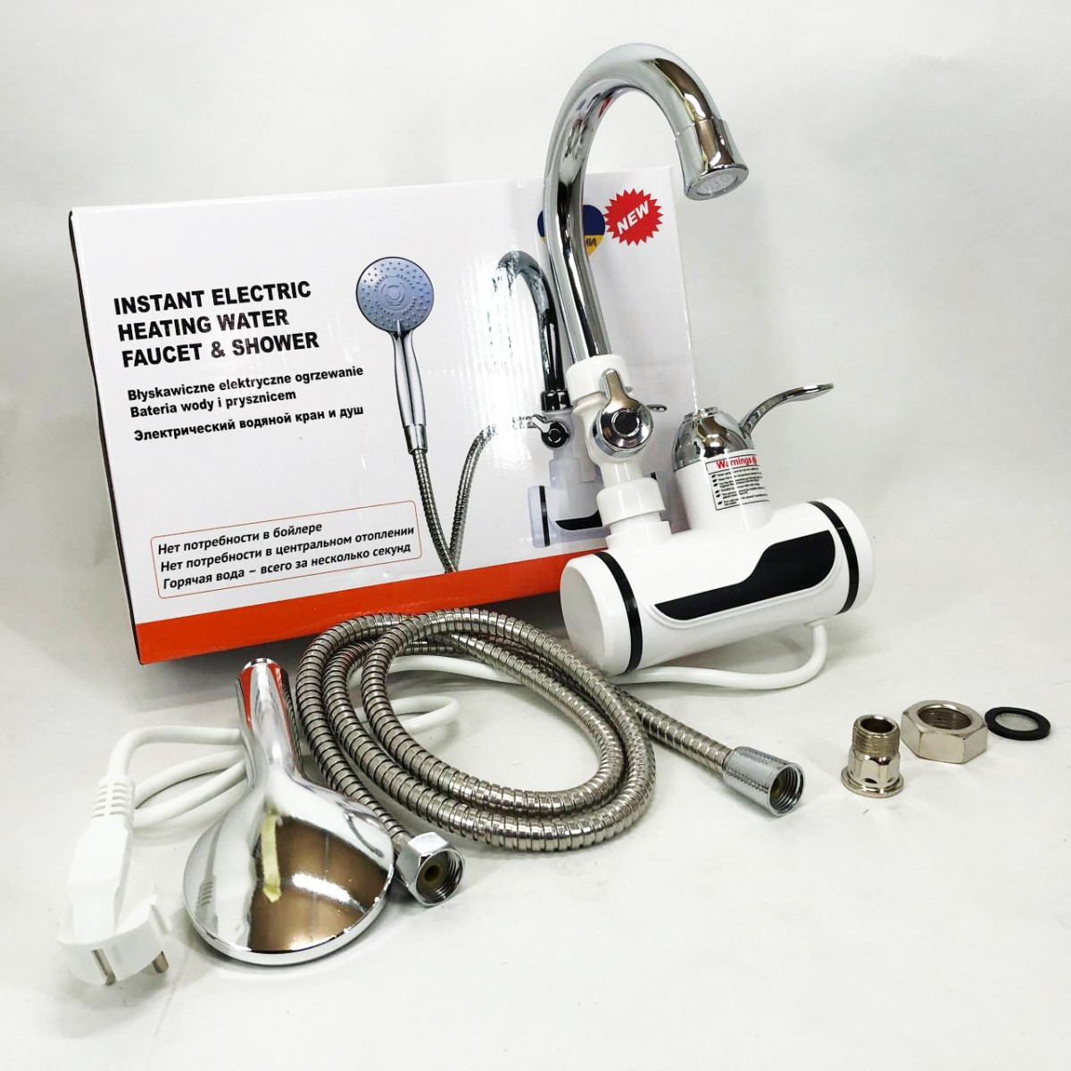 Электрический водонагреватель с душем DIGITAL Shower WF-013 мини бойлер, Проточный кран водонагреватель (арт. 26663)