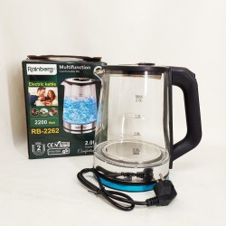Чайник электрический стеклянный электрочайник с LED подсветкой Rainberg RB-2262 2л 2200Вт