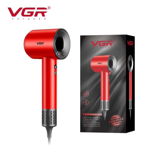 Фен професійний VGR V-445 RED, 3 рівні обдування, 4 рівні температури, 1600Вт