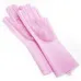 Силиконовые перчатки Magic Silicone Gloves Pink для уборки чистки мытья посуды для дома. Цвет: розовый