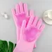 Силиконовые перчатки Magic Silicone Gloves Pink для уборки чистки мытья посуды для дома. Цвет: розовый