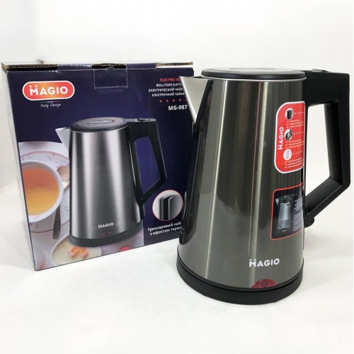 Электрочайник MAGIO MG-987, электронный чайник, чайник дисковый, стильный электрический чайник