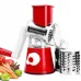 Овощерезка мультислайсер Tabletop Drum Grater Kitchen Master Терка для овощей и фруктов 3 насадки. Цвет: красный - фото 13