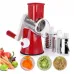 Овощерезка мультислайсер Tabletop Drum Grater Kitchen Master Терка для овощей и фруктов 3 насадки. Цвет: красный - фото 15