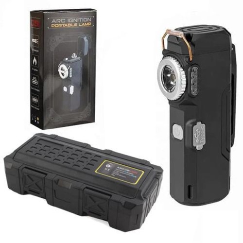 Фонарик-зажигалка армейская MULTIFUNCTIONAL D51-COB, Зажигалки подарки для мужчин. Цвет: черный