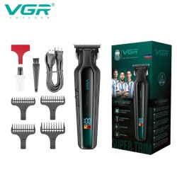 Профессиональный триммер для бороды и усов с керамикой VGR V-930 насадки 1-7 мм. Цвет: зеленый