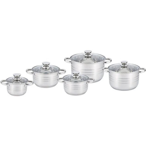 Набор кастрюль UNIQUE UN-5034 10 предметов (2,1л, 2,9л, 3,9л, 5,1л, 6,5л, с крышками)