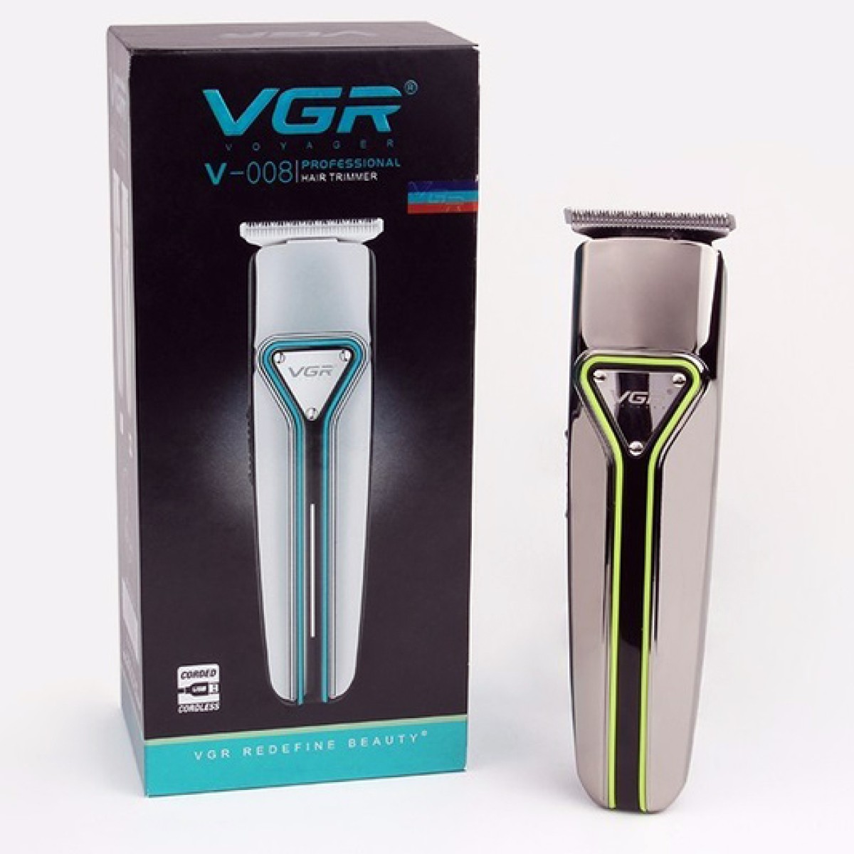 Професійна машинка тример бездротова для стрижки волосся VGR V-008 GREEN (арт. 23486)