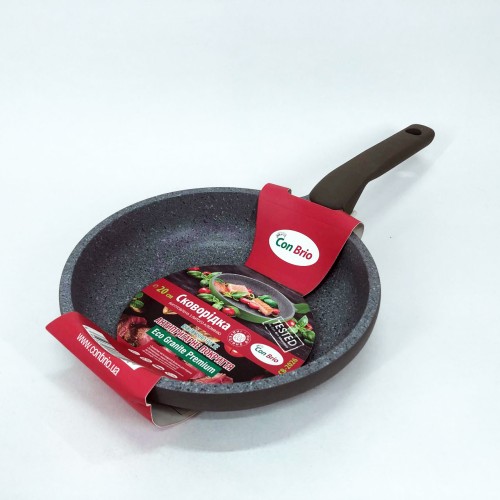 Сковорода Con Brio CB-2026 Eco Granite Premium 20 см, Сковорода для дому якісна. Колір: сірий