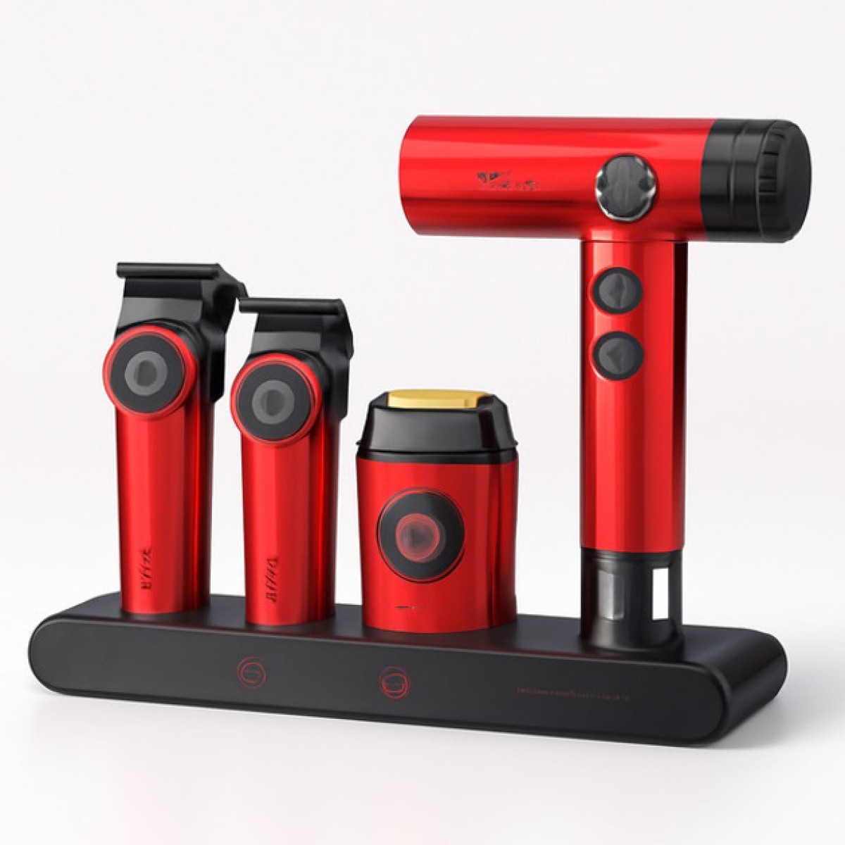 Набор VGR STEPLERSS RPO 4 IN 1 RED, машинка для стрижки, триммер, электробритва, фен (арт. 13961)