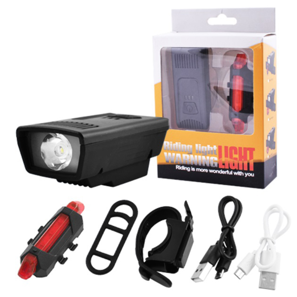 Велофонарь аккумуляторный комплект 1803-1-XPE + STOP-5LED, Велосипедный свет на руль (арт. 22988)