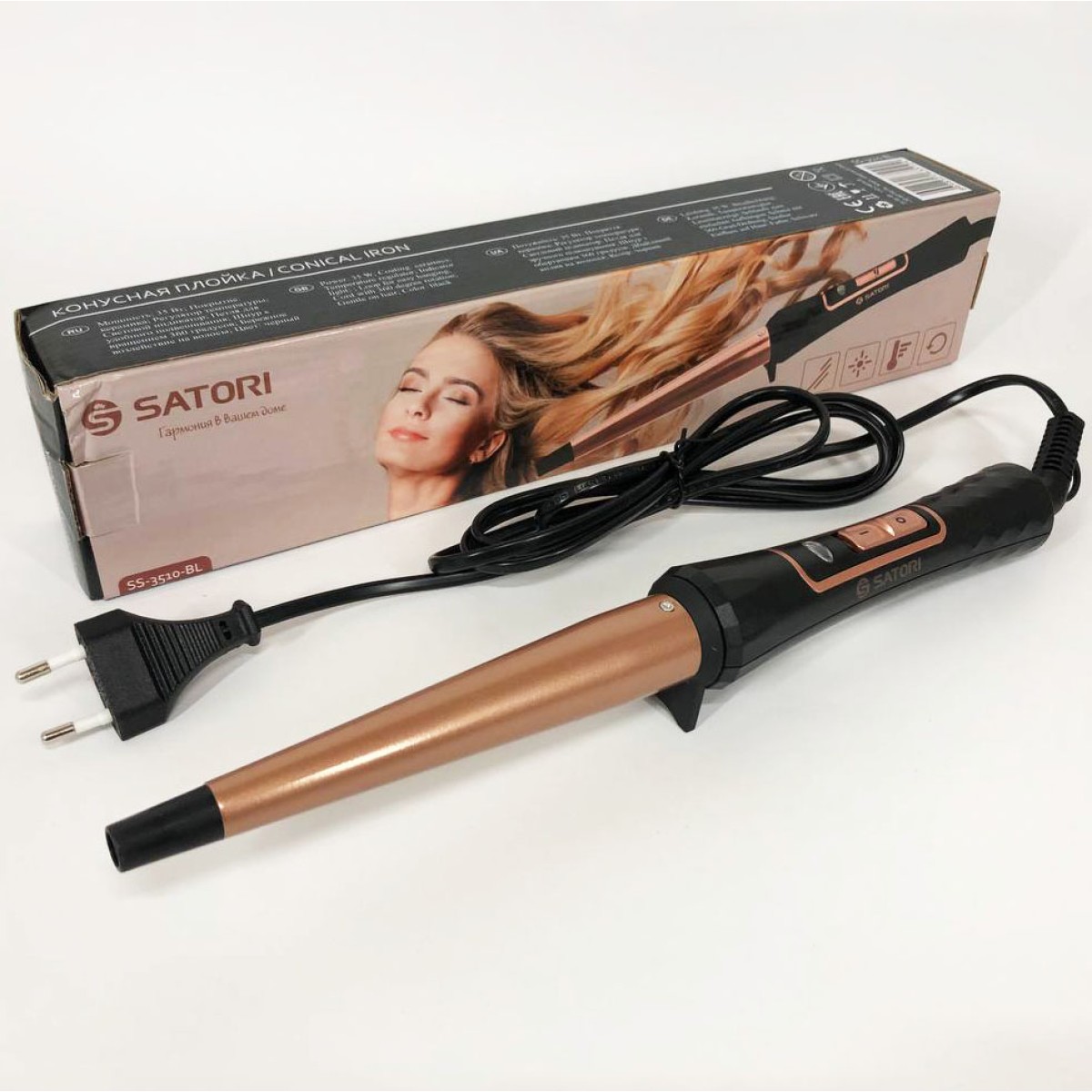 Щипцы-плойка Satori SS-3510-BL, Прибор для завивки волос, Маленькая плойка, Стайлер для завивки (арт. 23542)