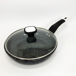 Сковорода UNIQUE UN-5114 22 см с крышкой гранит светлый многослойное покрытие