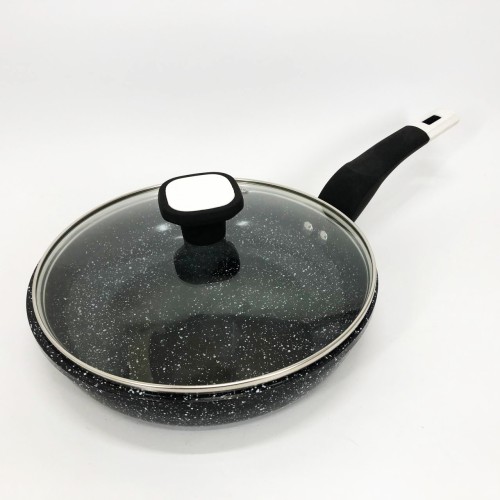 Сковорода UNIQUE UN-5114 22 см с крышкой гранит светлый многослойное покрытие