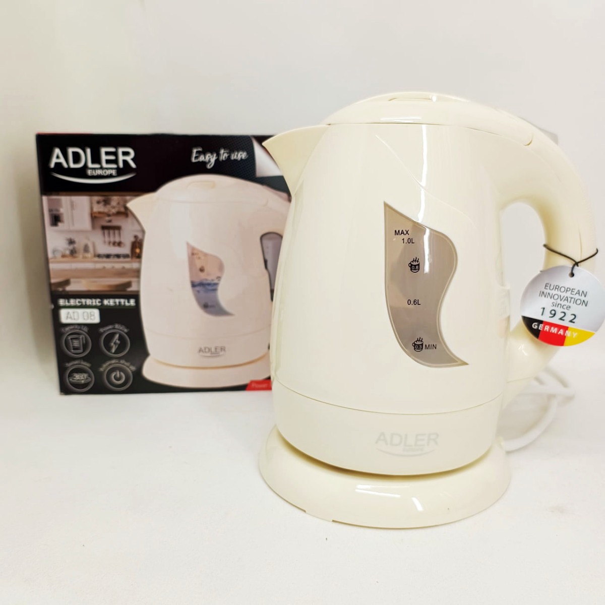 Электрочайник Adler AD 08 1.0л Beige