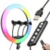 Кольцевая LED лампа RGB MJ45 Ring 45 см комплектация адаптер со встроенным кабелем, держатели для телефона, пульт - фото 3