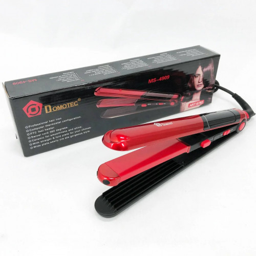 Плойка гофре 2 в 1 Domotec MS-4909, черно-красный, стайлер для завивки, стайлер для укладки