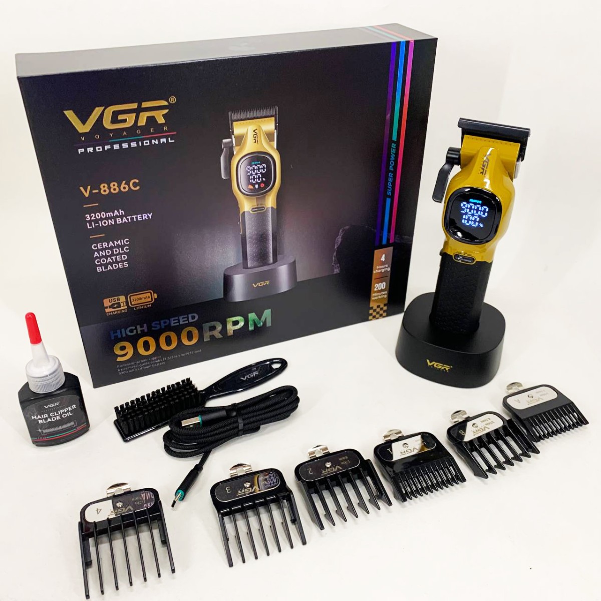 Машинка для стрижки акумуляторна VGR V-886C GOLD (арт. 26781)
