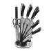 Набор ножей UNIQUE UN-1834 с вращающейся подставкой 9 предметов, Ножи кухонные из нержавеющей стали