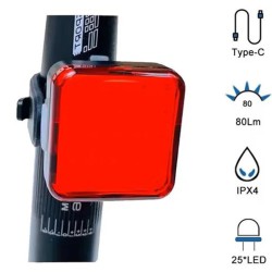 Велосипедный фонарь задний габаритный MY-2107, 25LED, красный, Мигающий велофонарь, Стоп-сигнал на раму