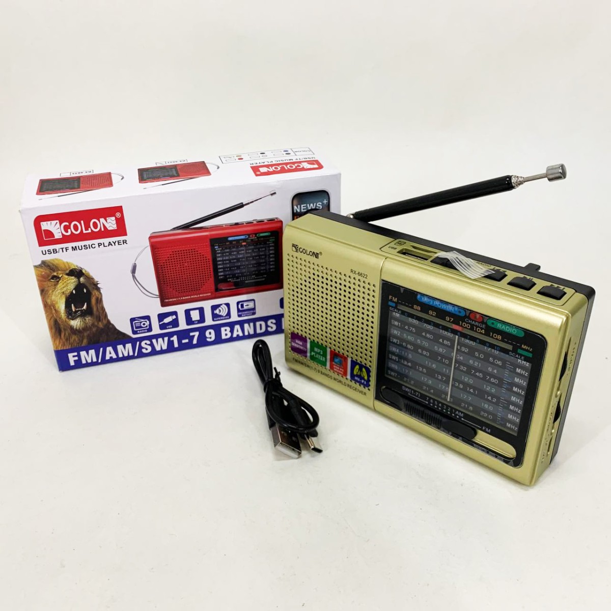 Портативная колонка радио MP3 USB Golon RX-6622. Цвет: золотой (арт. 11630)