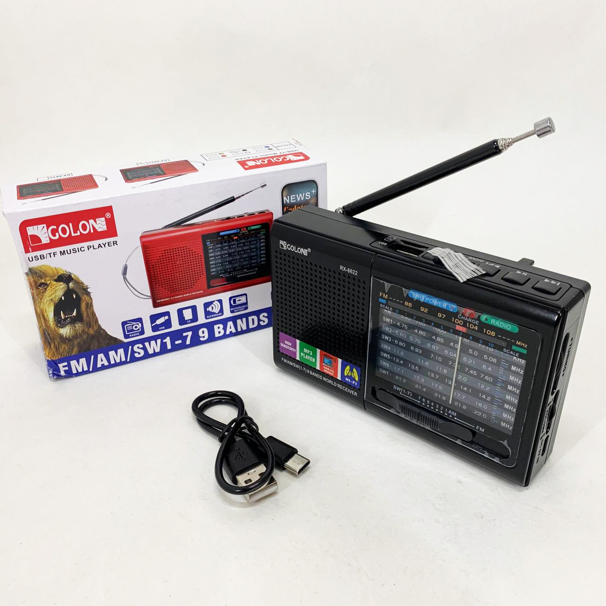 Портативная колонка радио MP3 USB Golon RX-6622 Black (арт. 11631)
