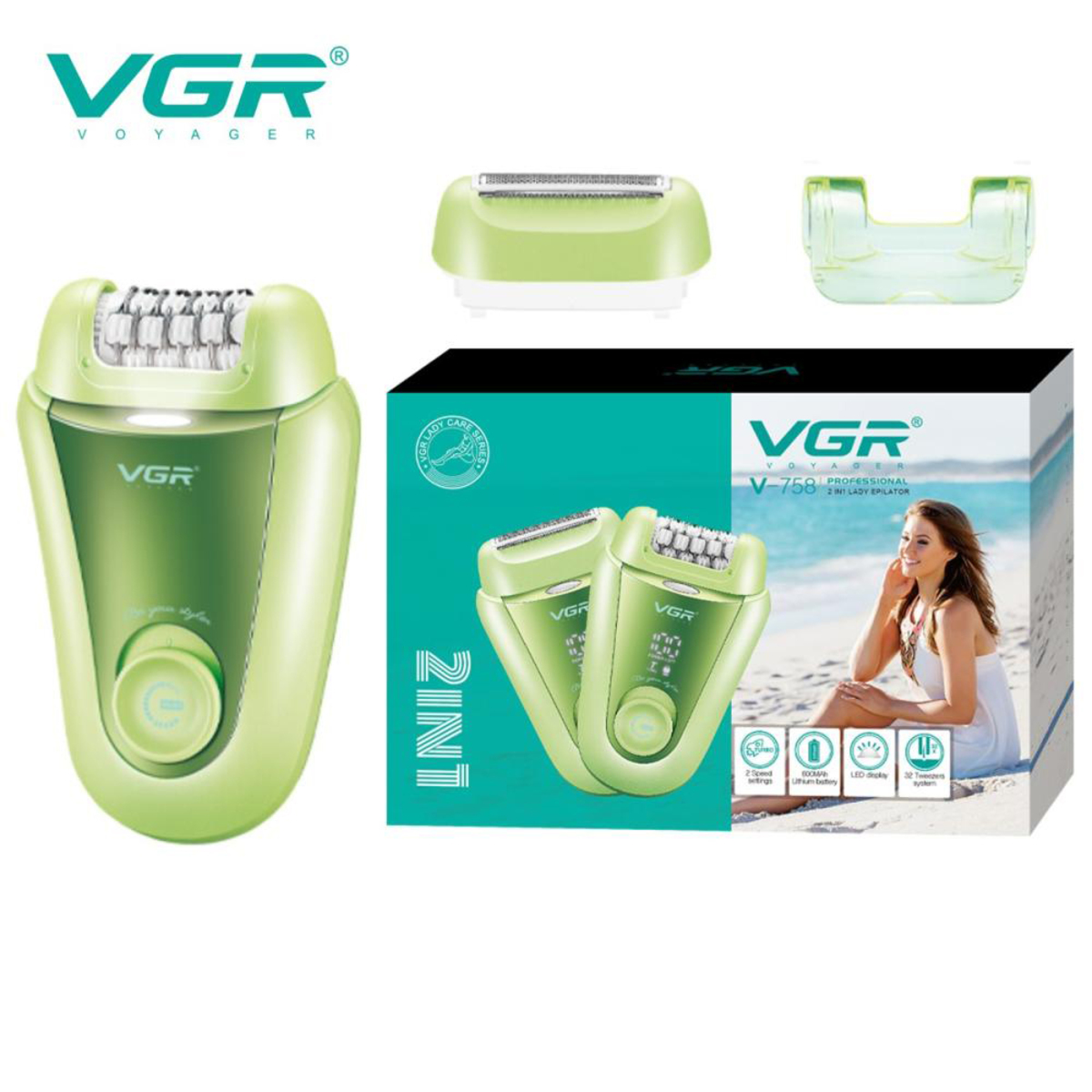Епілятор VGR 2 до 1 V-758. Колір: зелений (арт. 26730)
