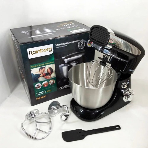 Тестомес миксер Rainberg RB-8081 планетарный кухонный комбайн 3200 Вт, кухонный комбайн