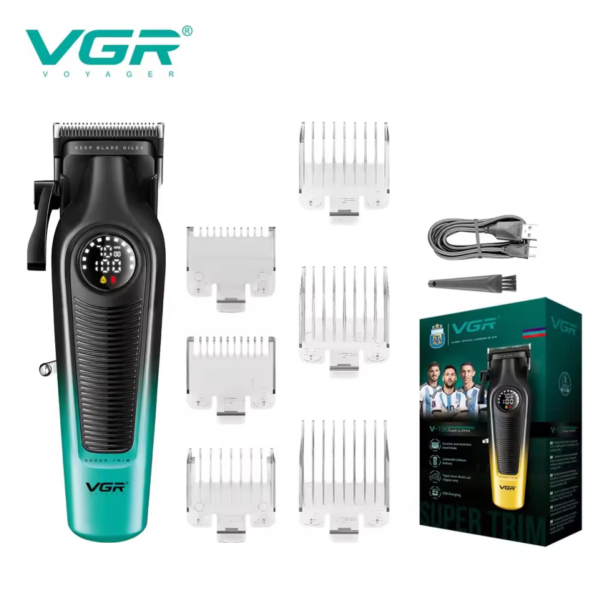 Акумуляторна машинка для стрижки VGR V-196 GREEN (арт. 23256)