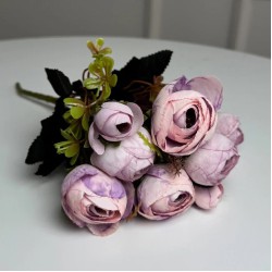 Букет Ранункулюсов искусственный, 30 см, 5 стеблей, 8 цветков/микс (2 букета в уп.). Цвет: розовый