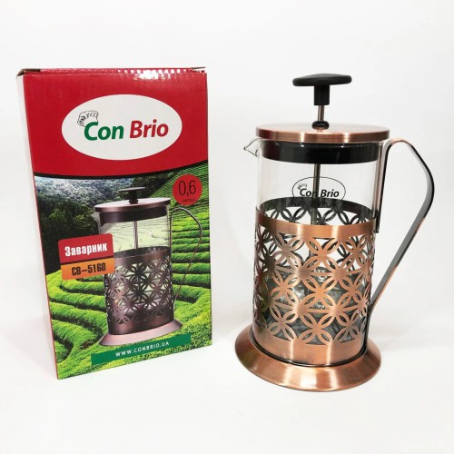 Френч-пресс Заварник для чая Con Brio CB-5160 600мл, Чайник самовар стеклянный, Чайники для заварки