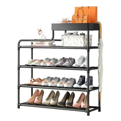 Полка для обуви стеллаж Shoe RACK 5 ярусов металлическая, Органайзер для хранения обуви. Цвет: черный