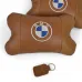 Комплект автоподушек 2шт из натуральной коричневой кожи для BMW. Ортопедическая подушка в авто БМВ