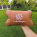 Набор подушек 2шт для автомобиля Volkswagen из натуральной коричневой кожи. Подушки на подголовник
