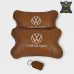 Набор подушек 2шт для автомобиля Volkswagen из натуральной коричневой кожи. Подушки на подголовник