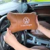 Набор подушек 2шт для автомобиля Volkswagen из натуральной коричневой кожи. Подушки на подголовник
