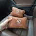 Набор подушек 2шт для автомобиля Volkswagen из натуральной коричневой кожи. Подушки на подголовник