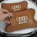 Набор из двух подушек на подголовник Audi, из натуральной коричневой кожи, Подарок мужчине водителю