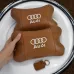 Набор из двух подушек на подголовник Audi, из натуральной коричневой кожи, Подарок мужчине водителю