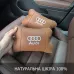 Набор из двух подушек на подголовник Audi, из натуральной коричневой кожи, Подарок мужчине водителю