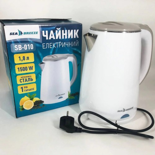 Электрочайник SeaBreeze SB-010 / 1,8 Л / чайник дисковый, электронный чайник