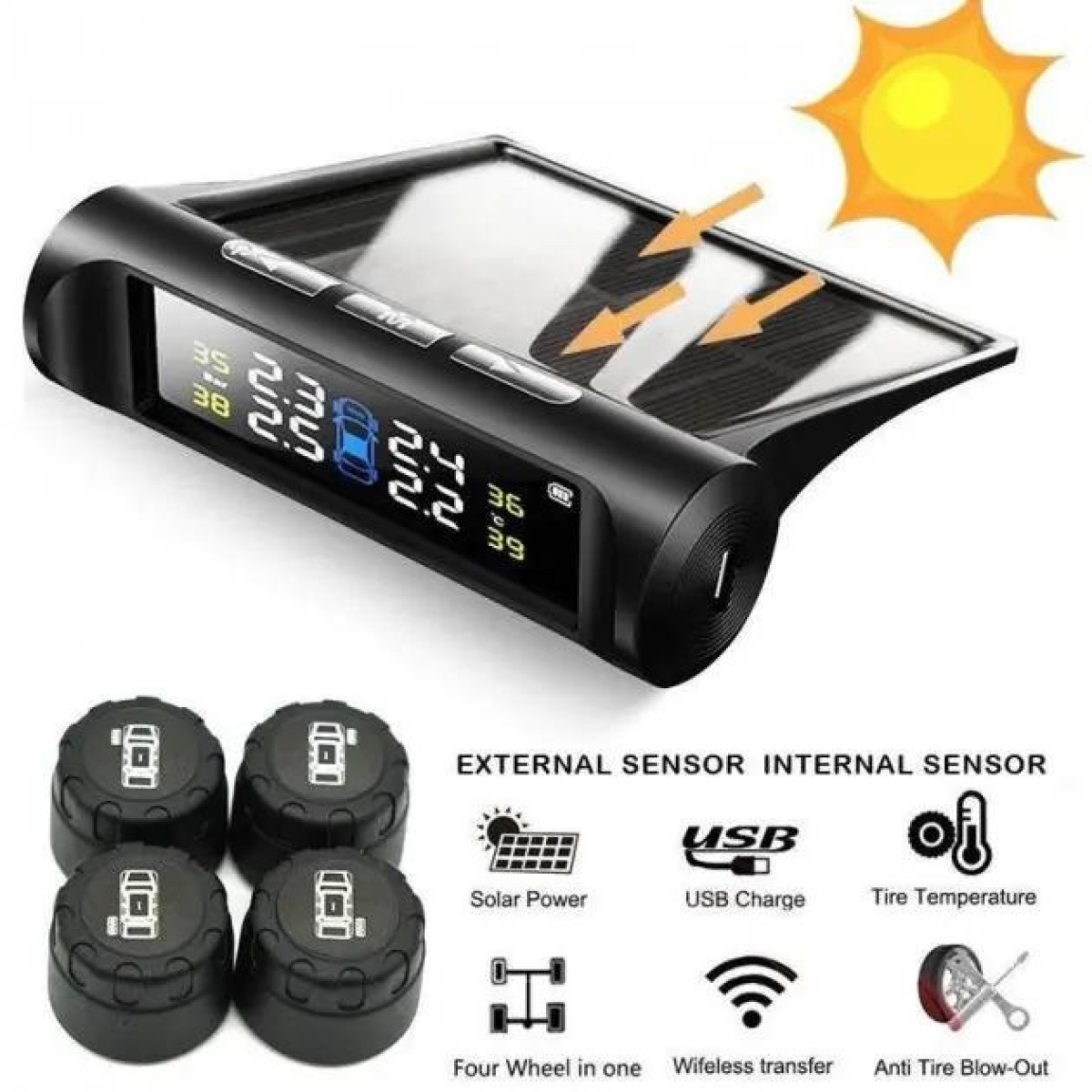 Система контроля давления в шинах TPMS+SOLAR внешние датчики (арт. 25757)